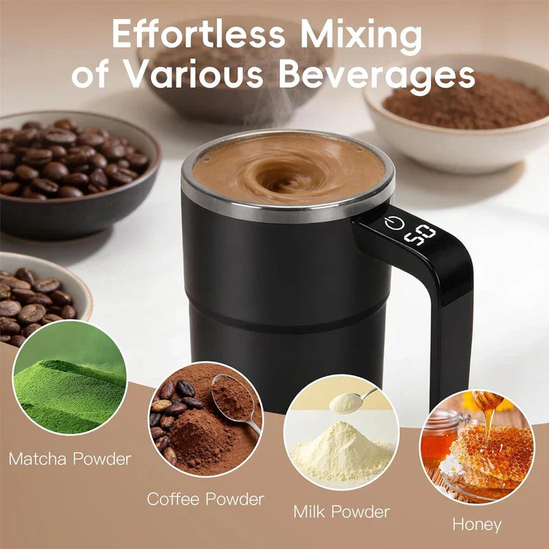 380ml Self Stirring Coffee Mug | IP67 Waterproof Automatic Magnetic Mixing Cup with LCD Display