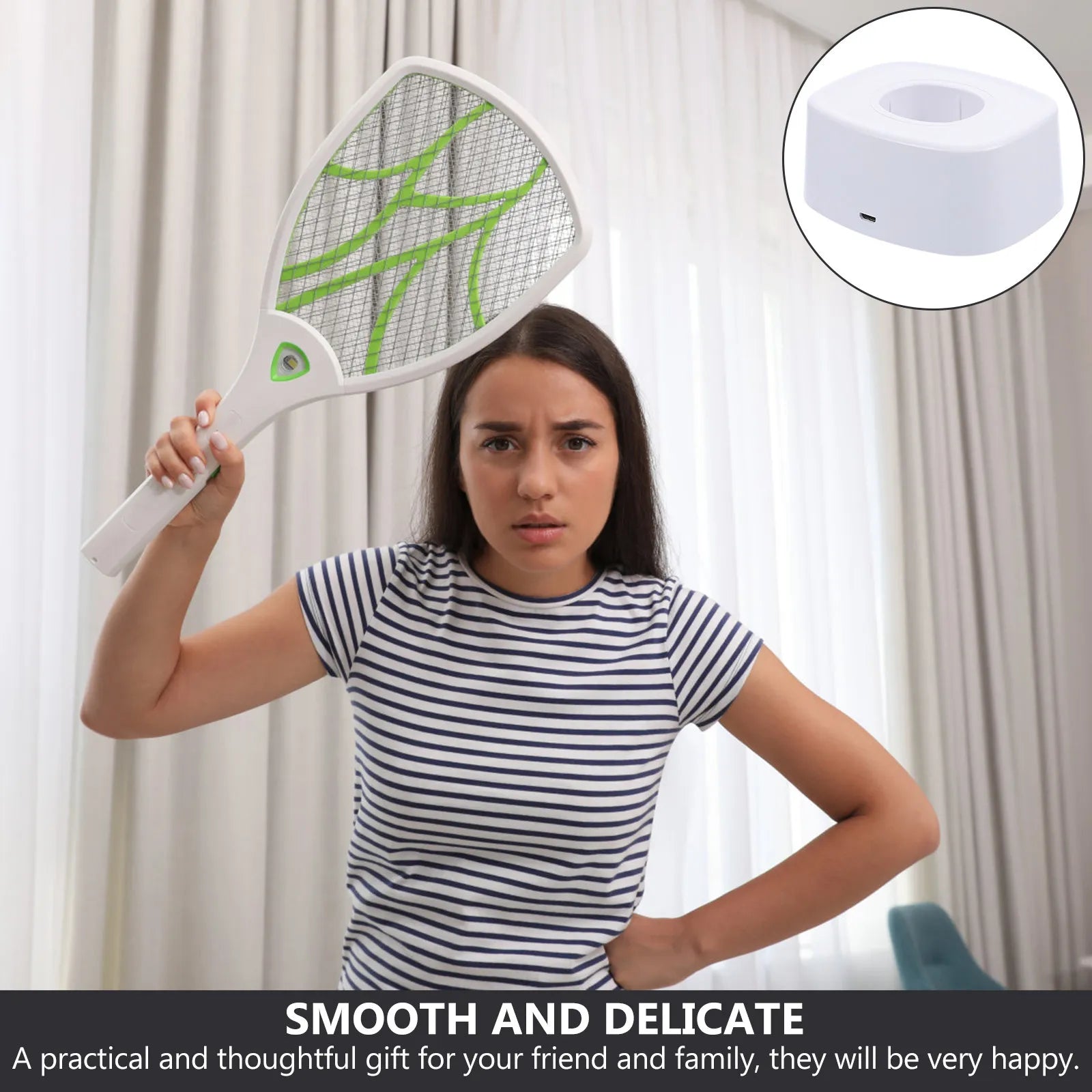 Electric Mosquito Swatter Charging Base | Compact Storage and Pest Control Accessory