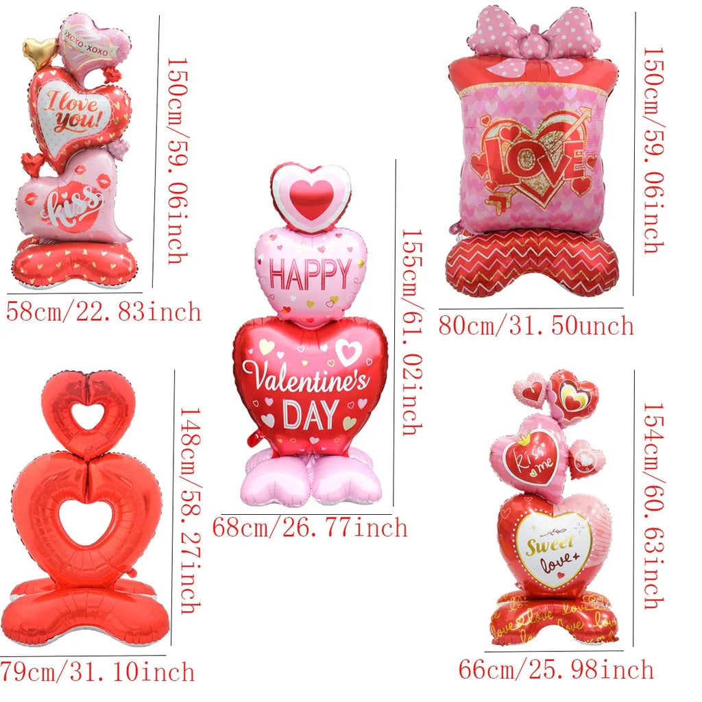 Heart to Heart Love Bear Balloon | Valentine's Day Decor with Stand