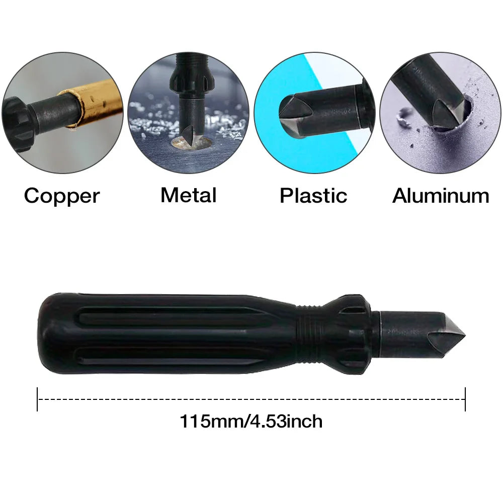 Short Length Hand Reamer and Countersink Set | Deburring and Trimming Tool for Carpentry and Plumbing