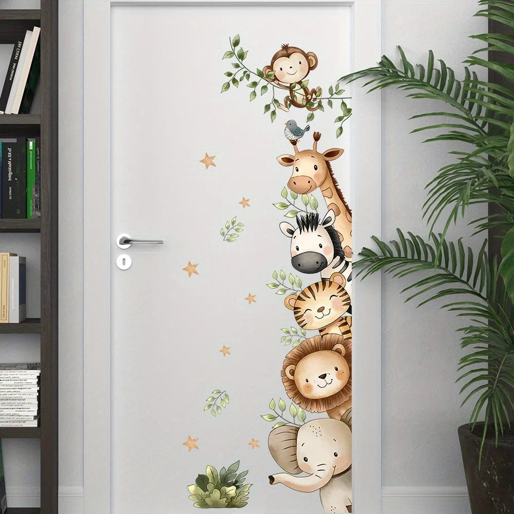 Watercolor Forest Animal Wall Sticker Set | Elephant, Lion, Giraffe, Zebra