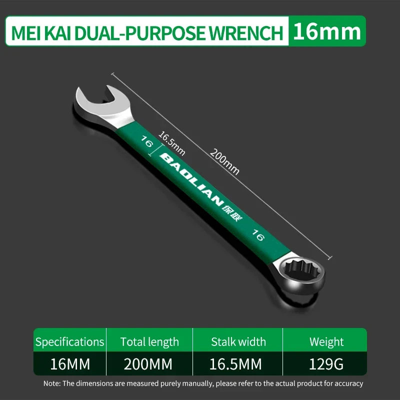 BaoLian Durable Wrench Set 6-19mm | Two-Way Open Combination Wrench for Auto Repair