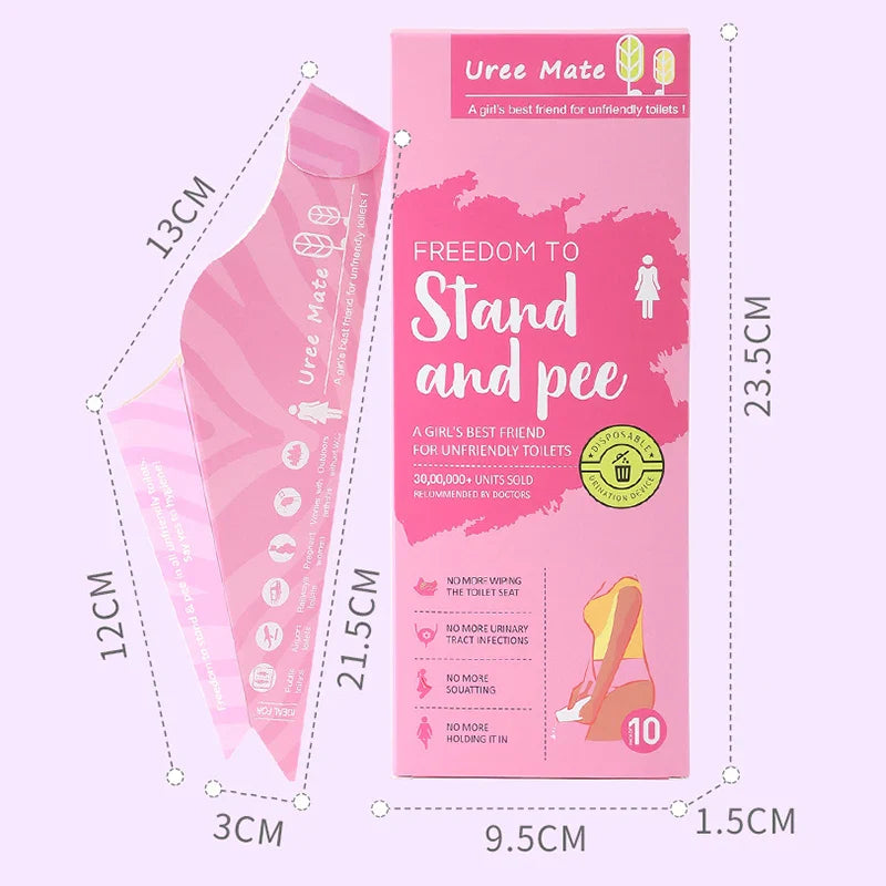 Disposable Female Urination Device | 10 Pack Portable Standing Pee Funnel for Travel Camping
