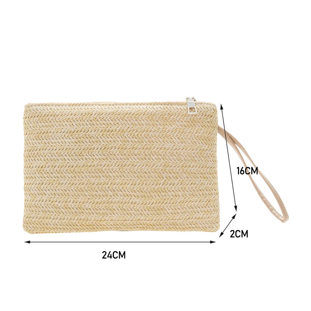 Woven Straw Clutch Wristlet | Bohemian Beach Handbag