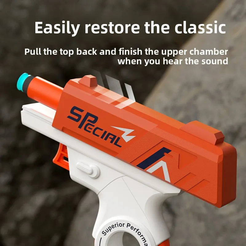 Foldable Mini Soft Bullet Toy Gun | Spinner Revolver Design for Stress Relief and Outdoor Fun