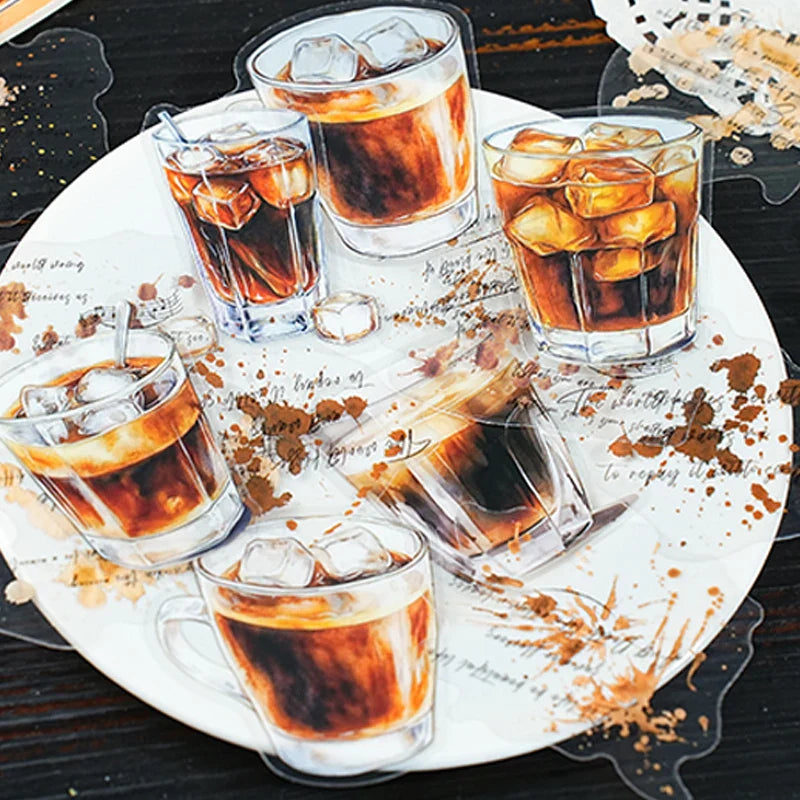 Mr Paper 90 Pieces Coffee Freedom Series PET Waterproof Sticker Pack | Creative Scrapbooking and DIY Craft Supplies