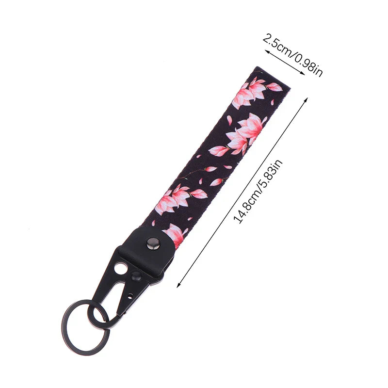 Sakura Cherry Blossom Car Keychain Lanyard | Metal Key Holder with Alloy Clip