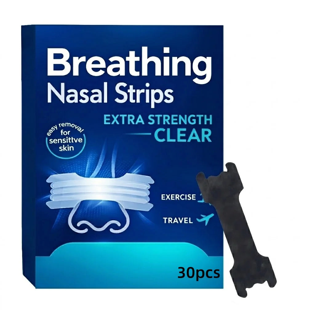 30 Pcs Upgraded Black Anti-Snore Strips | Breathable All-Night Comfort Nose Patches