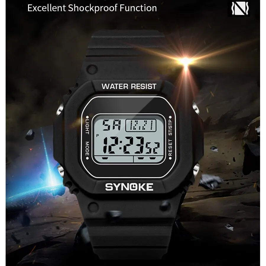 SYNOKE Outdoor Military Digital Watch for Men | Retro Sport Waterproof Timepiece with Luminous Display