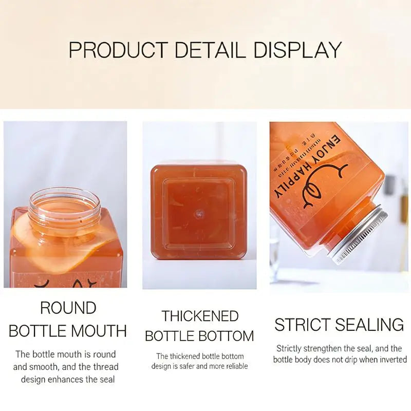 Plastic Disposable Square Bottle 500ML 650ML | Leakproof Juice, Milk Tea & Yogurt Container for Home and Commercial Use