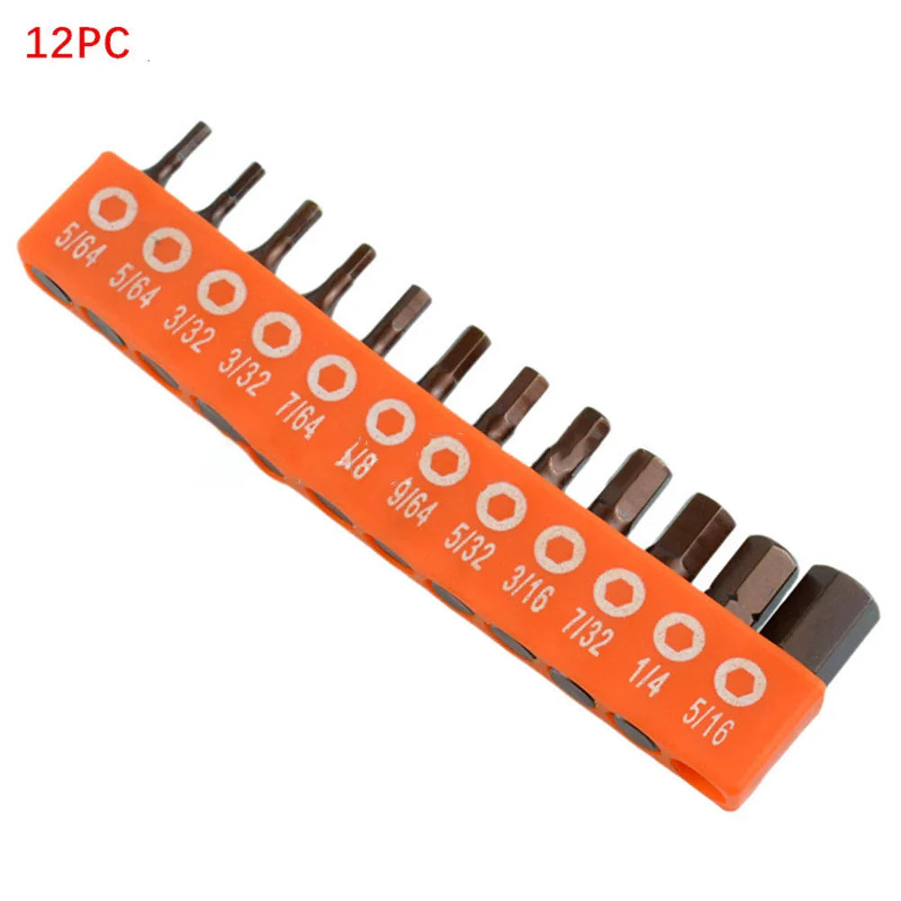 12/24pc Hex Screwdriver Bit Set | Alloy Steel Magnetic 25mm 1/4in Hex Shank Bit Set for DIY and Worksites