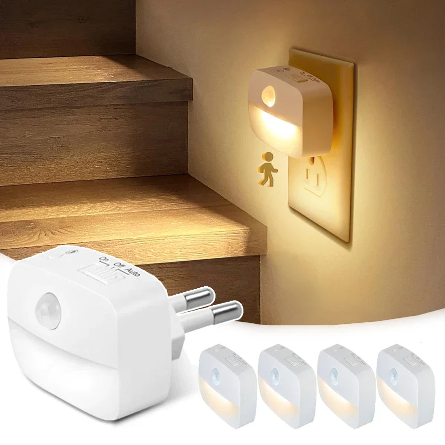 Motion Sensor Night Light | LED Plug-in PIR Lamp for Hallway, Stairs, Bedroom