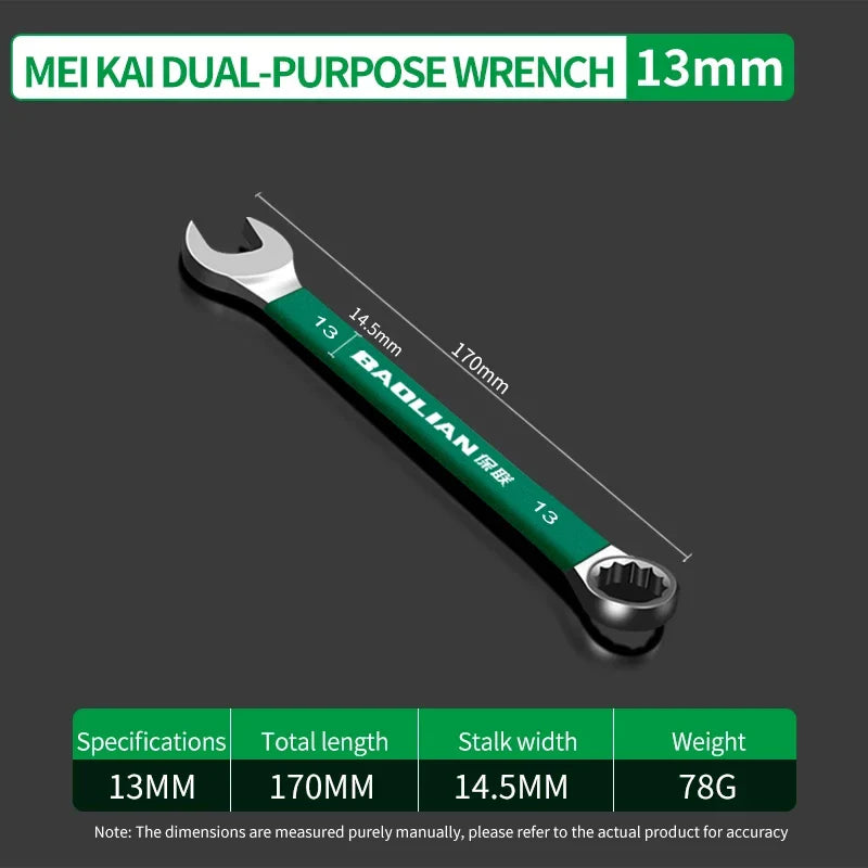 BaoLian Durable Wrench Set 6-19mm | Two-Way Open Combination Wrench for Auto Repair