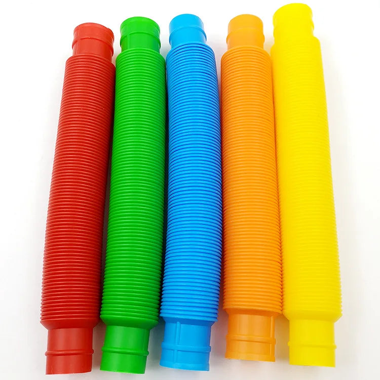 4 Pack Tube Sensory Fidget Toy | Colorful Heavy-Duty Construction Building Educational Toys for Stress Autism ADHD
