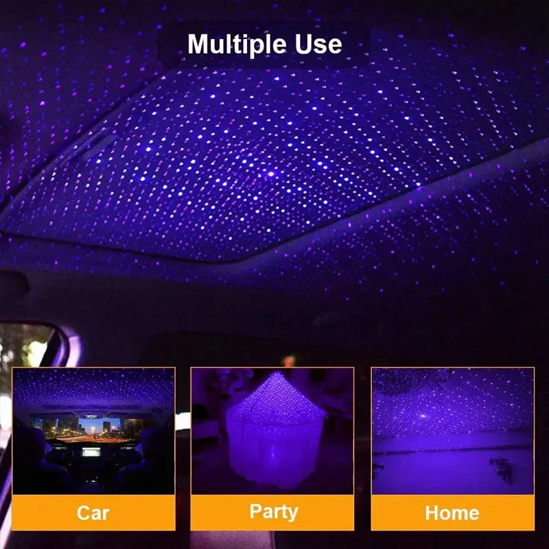 LED Car Roof Star Night Light Projector | USB Galaxy Atmosphere Lamp for Auto