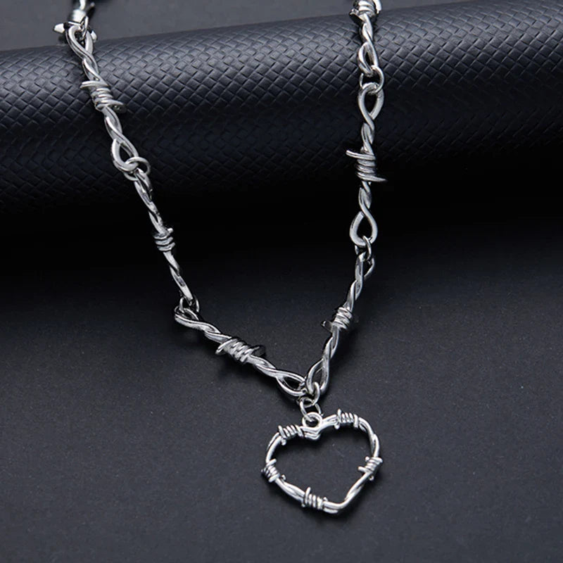 Barbed Wire Choker Necklace | Gothic Punk Thorns Chain for Women