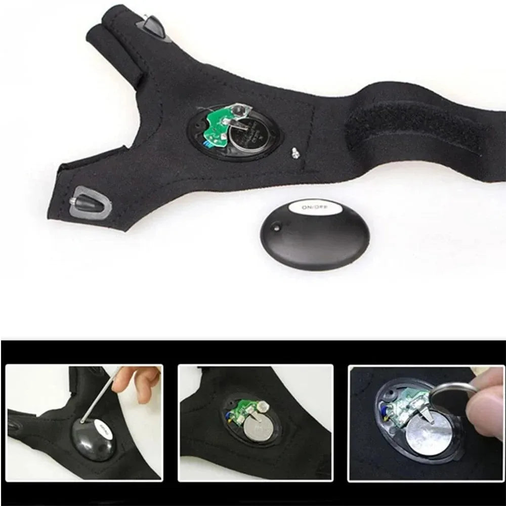 LED Flashlight Gloves | Waterproof Fingerless Illumination Gloves for Running, Cycling, Camping, Hiking, Rescue