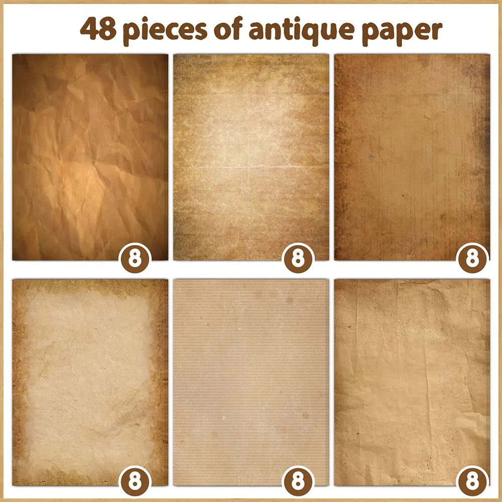48 Sheets Vintage Scrapbook Paper Set | A4 Retro Junk Journal Collage Supplies
