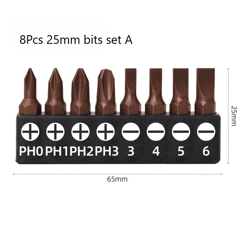 Screwdriver Bits Set 25mm 50mm | S2 Alloy Steel Magnetic Screwdriver Bits for Phillips, Slotted, Hex, Torx