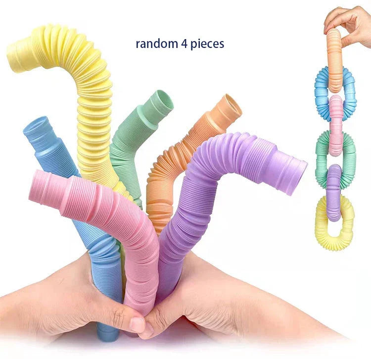 4 Pack Pop Tube Sensory Fidget Toy | Stress Relief for Kids and Adults