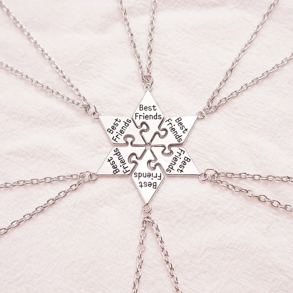 Friendship Pendant Necklace Set for Women | 6 Pcs BFF Jewelry Gift