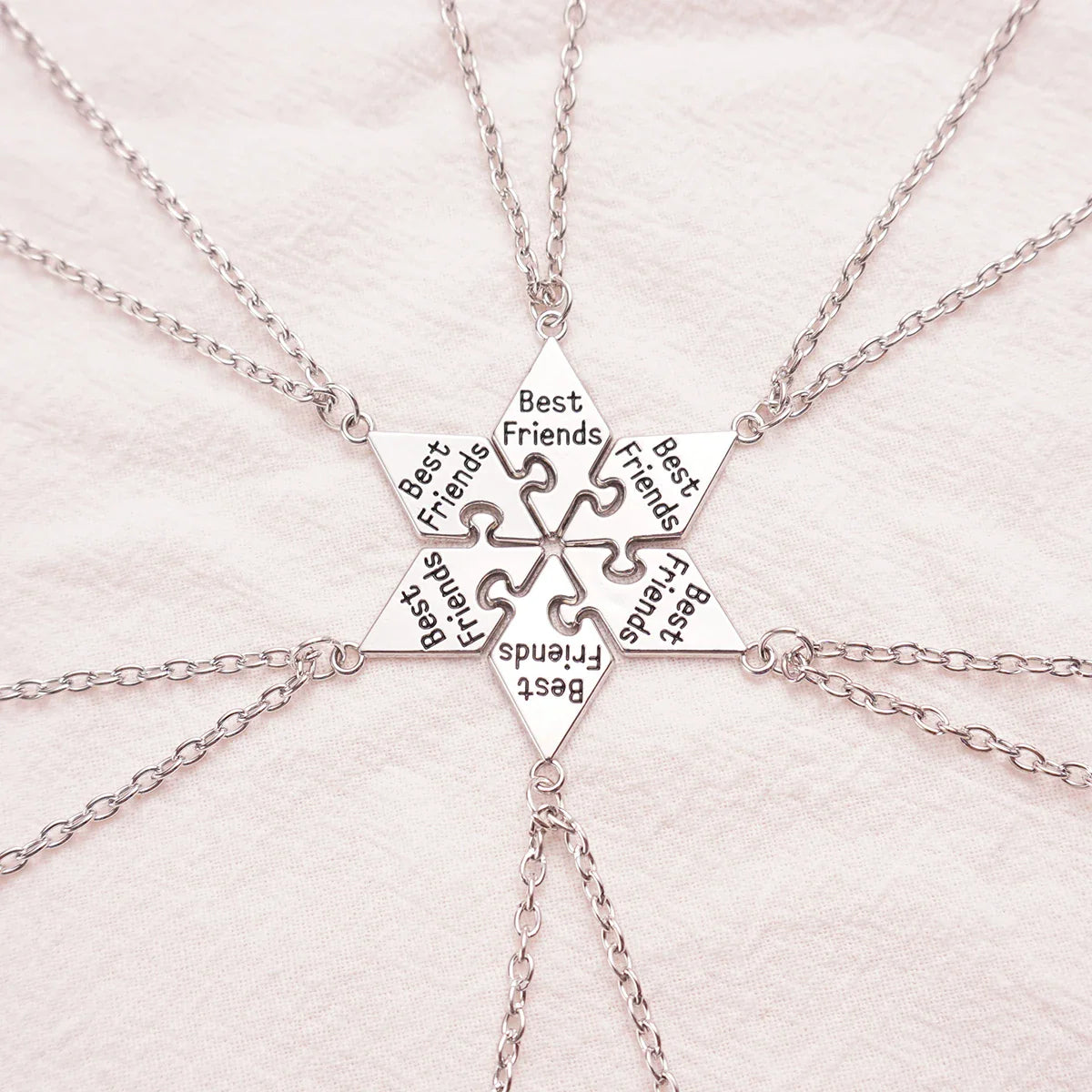 Friendship Pendant Necklace Set for Women | 6 Pcs BFF Jewelry Gift