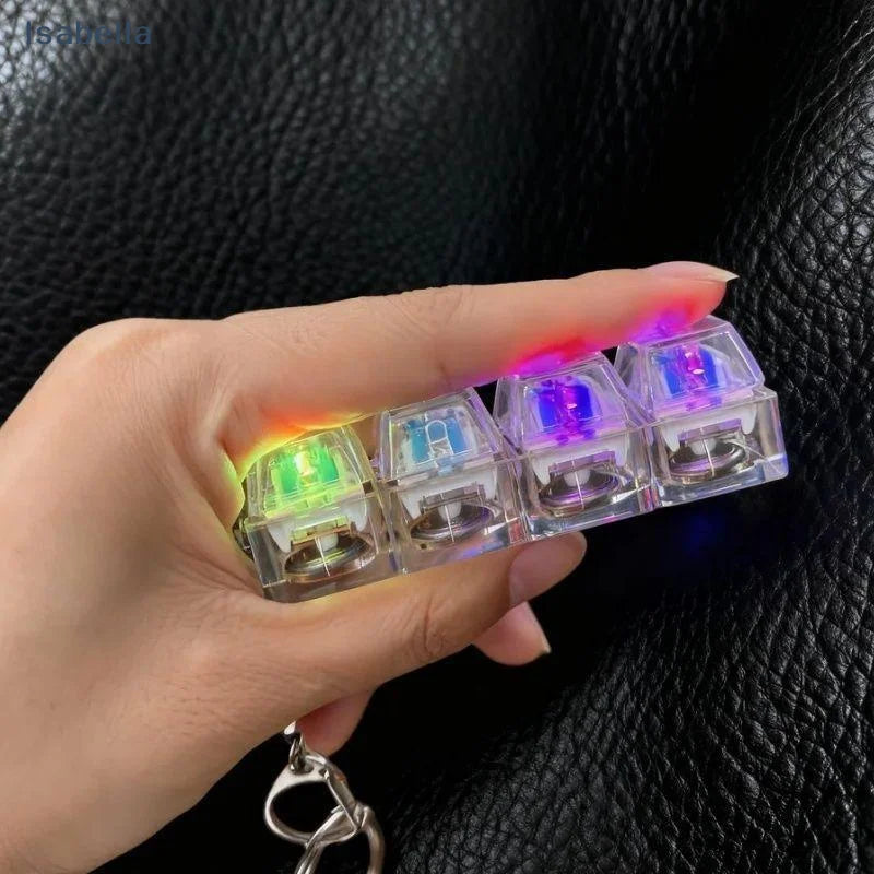 4-Key LED Mechanical Keyboard Keychain | RGB Fidget Clicker for Stress Relief