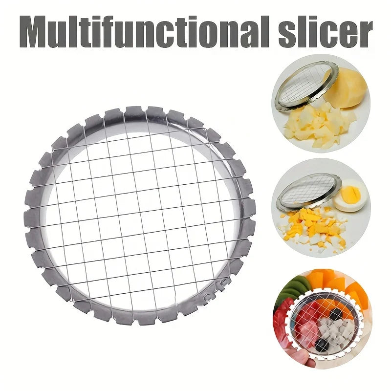 1pc Round Grid Cutter Slicer | Stainless Steel Vegetable Chopper