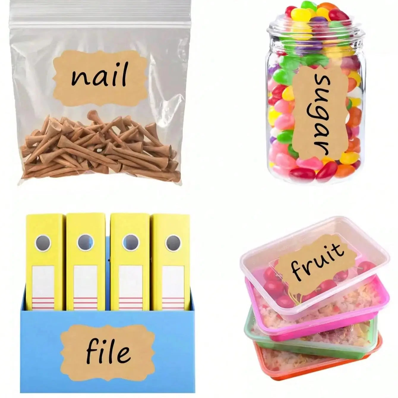 300pcs Solid Color Kraft Paper Label Sticker Roll | Simple Multi-Purpose Writable Stickers for School and DIY