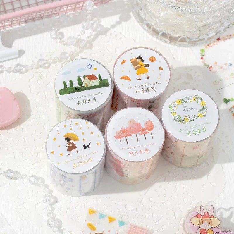 Cute Masking Tape Stickers for Junk Journal | 5x200cm Decorative Craft Tape Roll
