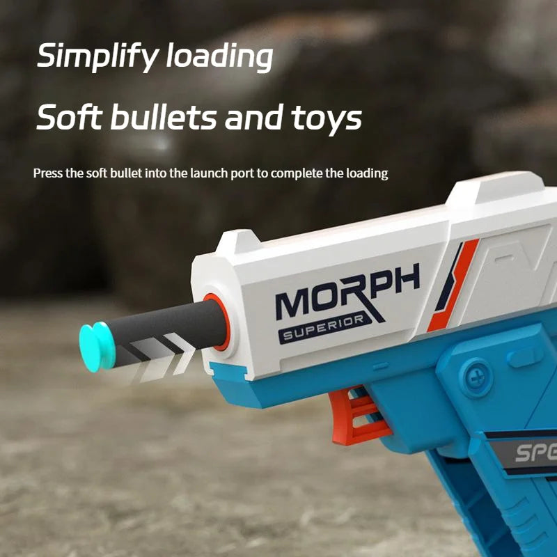 Foldable Mini Soft Bullet Toy Gun | Spinner Revolver Design for Stress Relief and Outdoor Fun