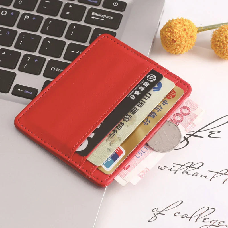1Pc Pu Leather ID Card Holder | Slim Candy Color Credit Card Box