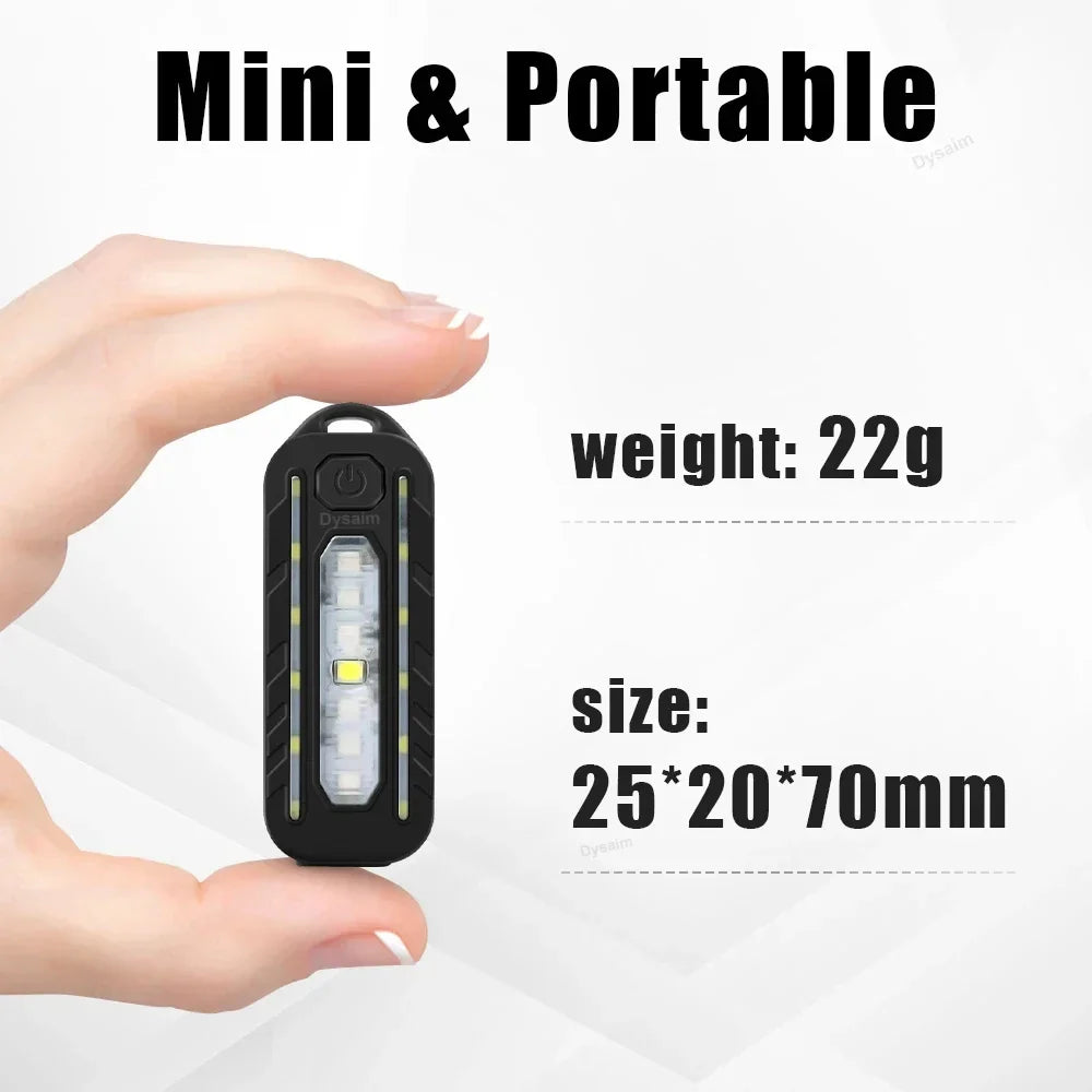 USB Rechargeable LED Flashlight with Shoulder Clip and Warning Flashing Light | Keychain Work Light