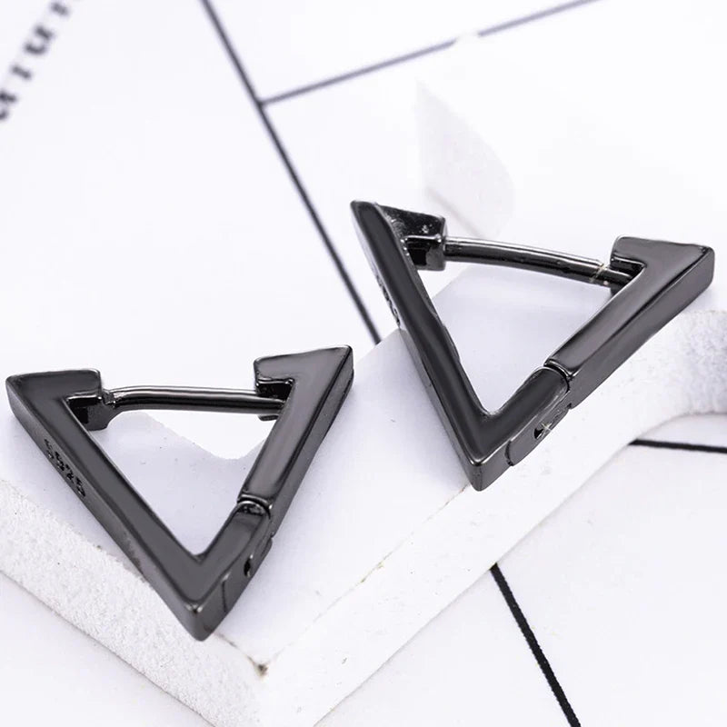 Vintage Punk Stainless Steel Stud Earrings for Men Women | 1 Pair Black Earrings Set
