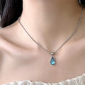 Oval Aquamarine Pendant Necklace | Snake Chain Jewelry for Women