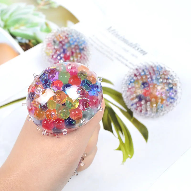 No Net Burr Release Colorful Bead Ball Massage Stress Relief Ball | Pinch Music Squeeze Toy for Adults and Kids