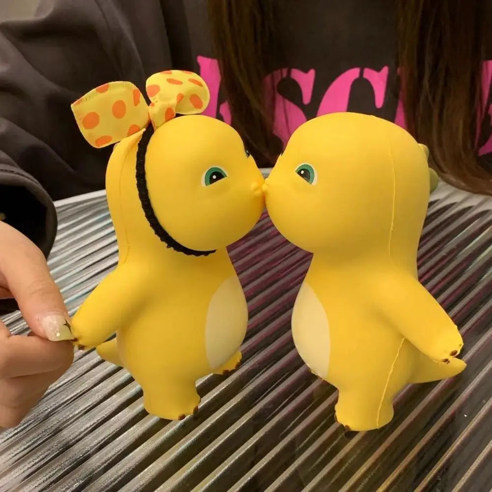 Funny Kiss Milk Dinosaur Squeeze Toy | Cute Yellow Nailong Kawaii Stress Relief Doll