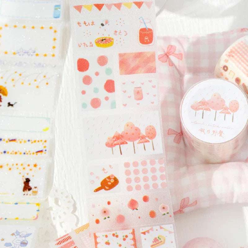 Cute Masking Tape Stickers for Junk Journal | 5x200cm Decorative Craft Tape Roll