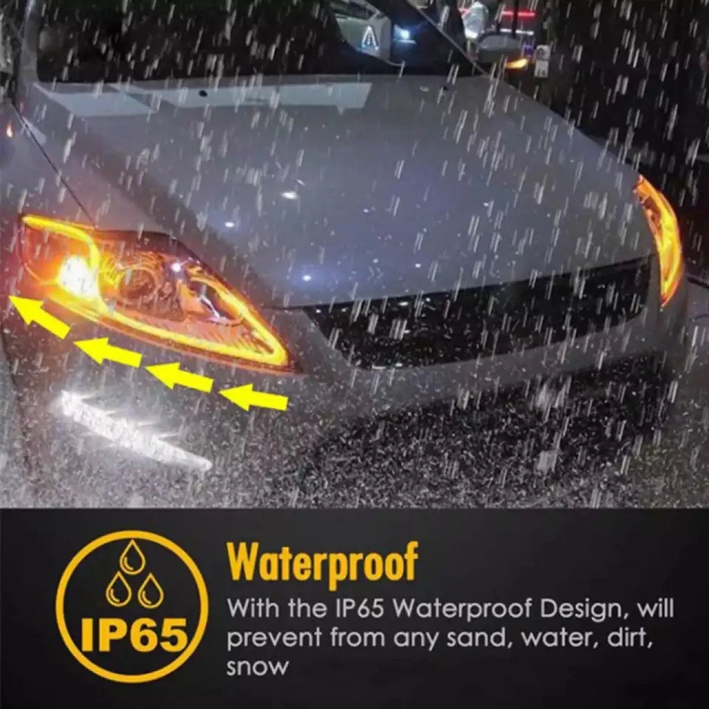 LED DRL Car Daytime Running Light Flexible Waterproof Strip | Auto Headlights White Turn Signal Brake Flow Lights 12V