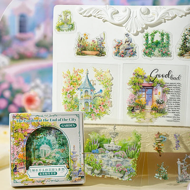 45pcs Garden at City End Series Sticker Set | Urban Landscape Decals for Journal Scrapbooking