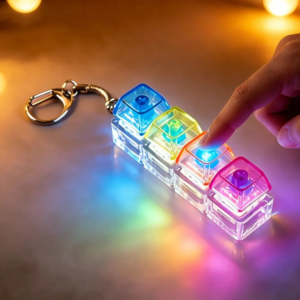 LED Light-Up Fidget Keychain | Clickable Stress Relief Desk Toy