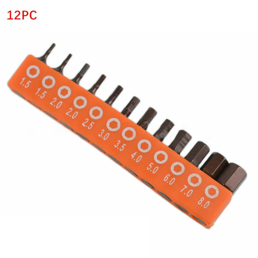 12/24pcs Hex Screwdriver Bit Set | Alloy Steel Magnetic 25mm 1/4in Hex Shank Driver Bit Set