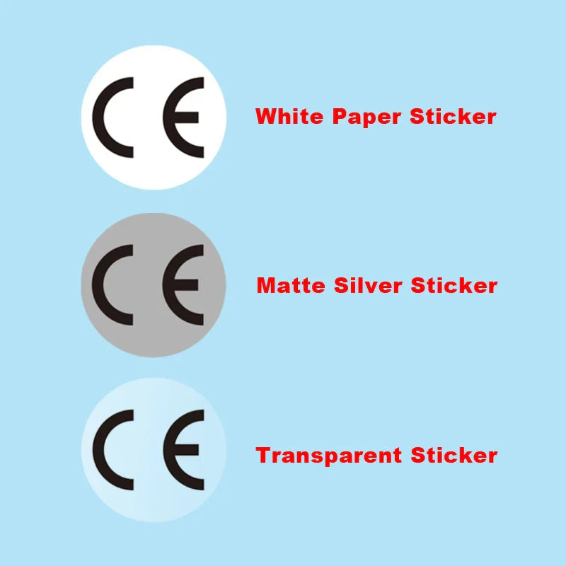 1cm Round CE Sticker | White, Silver, Holographic, Clear Base Circle Label 500pcs