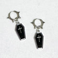 Gothic Coffin Cross Hoop Earrings | Punk Grunge Jewelry for Women