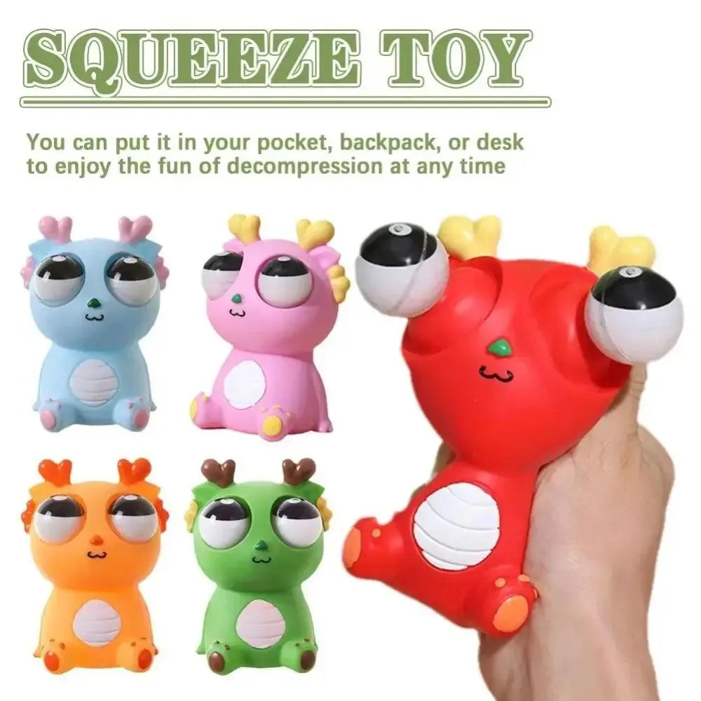 Big Eyed Dragon Squishy Toy | Pop Eyes Fidget Keychain for Stress Relief
