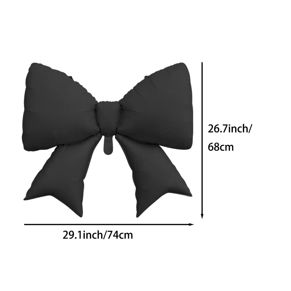 2-Pack Matte Black Bow Aluminum Foil Balloons | Party Decoration Set