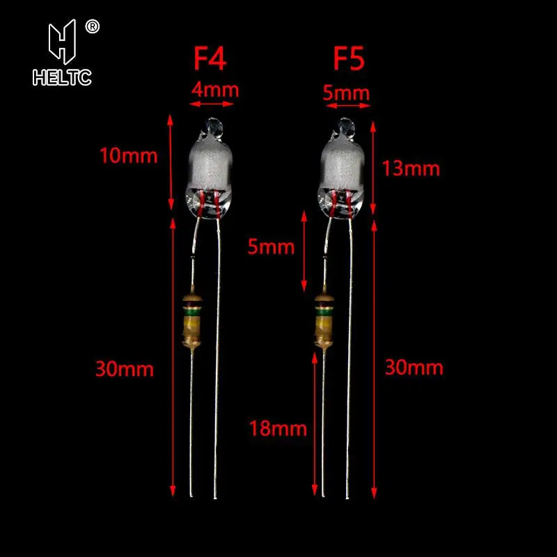 Neon Indicator Light Bulbs with Resistor | 220V Red Blue Green 4x10mm 5x13mm