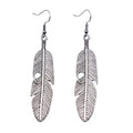 Vintage Feather Dangle Earrings | Boho Drop Earrings for Women