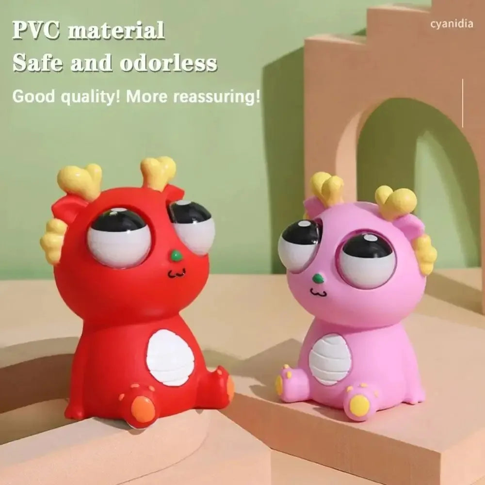 Big Eyed Dragon Squishy Toy | Pop Eyes Fidget Keychain for Stress Relief