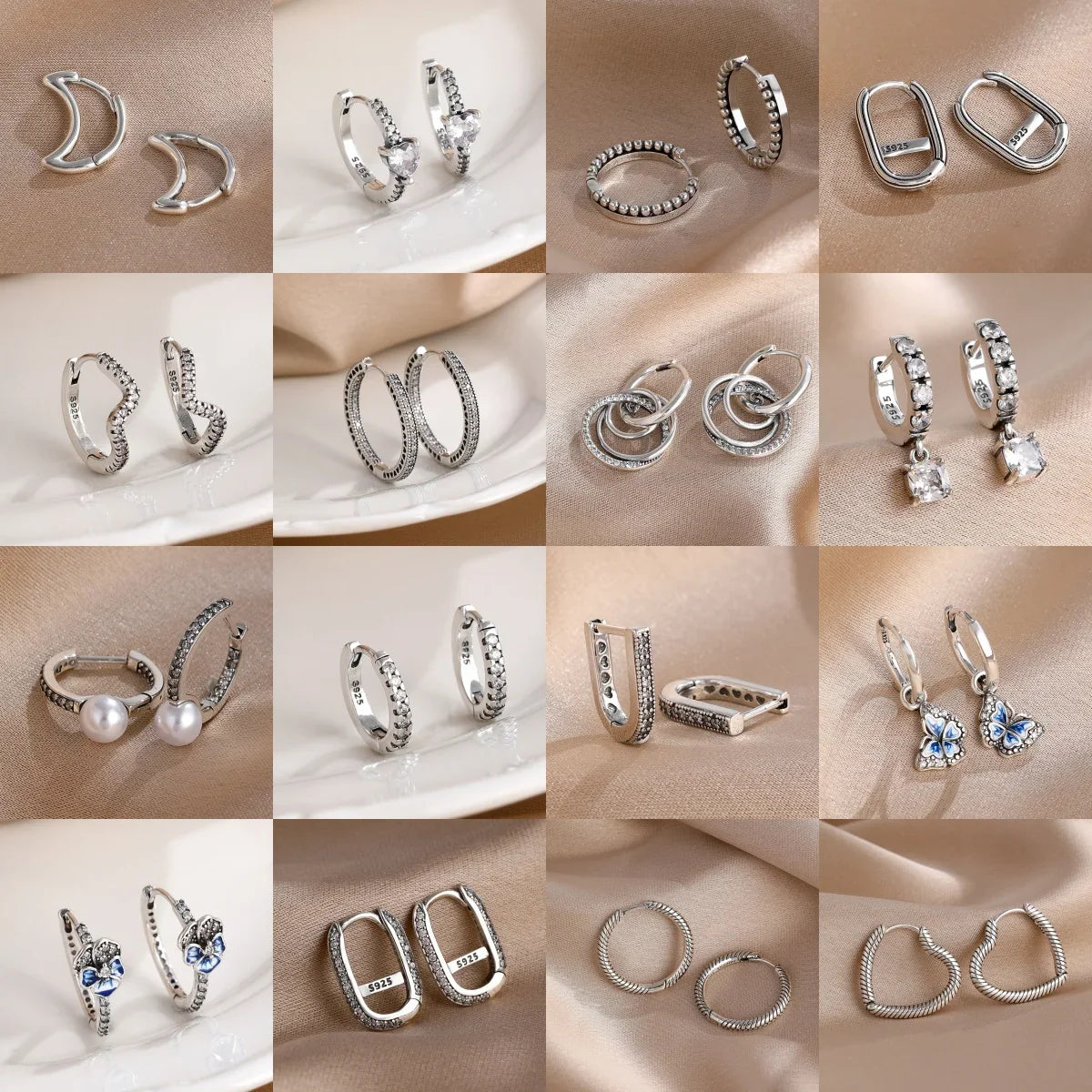 925 Silver Butterfly Heart Stud Earrings | Shining Zircon Jewelry Gift